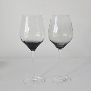 *Rare* Tall Sur La Table Hand Made Cambron Smoke White Wine Glasses Set of 2